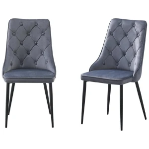 Button Tufted Grey Dining Chairs -Set of 4
