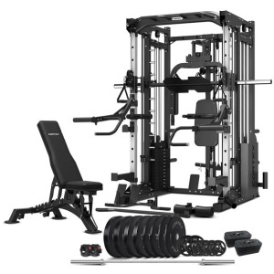 CORTEX SM-25 6-In-1 Power Rack with Smith & Cable Machine + Jammer Arms + Chest Fly Attachment + 23kg Weights Add On + BN-9 Bench + Ultimate Olympic B