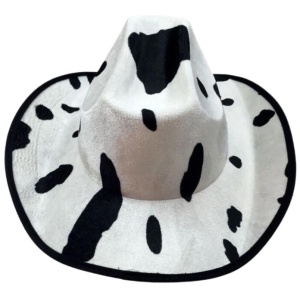 COW HAT Adult Cowboy Cowhide Print Wild West Costume Party Fancy Dress Fedora