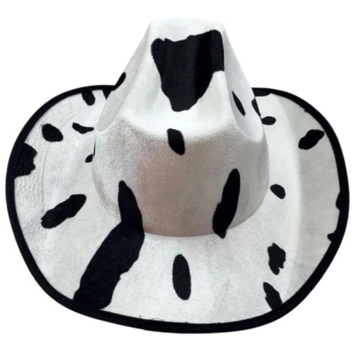 COW HAT Adult Cowboy Cowhide Print Wild West Costume Party Fancy Dress Fedora