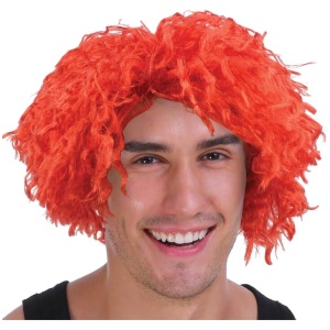 CRAZY WIG Afro Style Costume Party Fancy Dress Curly Hair 70s 80s Rock Punk - Orange
