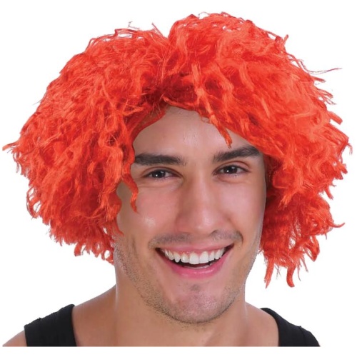 CRAZY WIG Afro Style Costume Party Fancy Dress Curly Hair 70s 80s Rock Punk - Orange