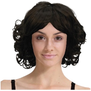 CURLY BOB WIG Hair Party Costume Halloween Fancy Dress Up 60s 70s Cosplay - Black