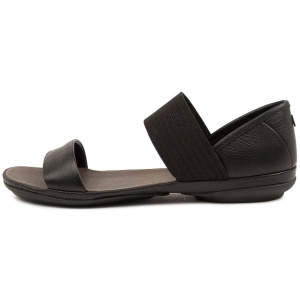 Camper 21735 Right Nina Cm Black Leather Black Sandals Womens Shoes Casual Sandals Flat Sandals