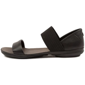 Camper 21735 Right Nina Cm Black Leather Black Sandals Womens Shoes Casual Sandals Flat Sandals