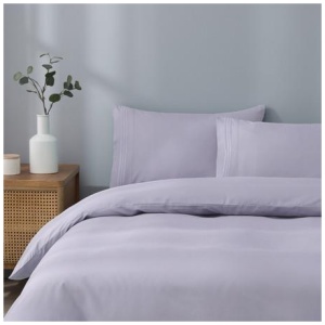 Canningvale Caressa Embroidered Quilt Cover Set - Silver, Queen, Microfibre