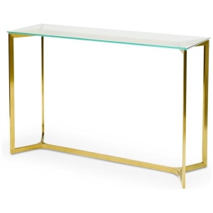 Cannon 1.2m Glass Console Table - Gold Base by Interior Secrets - AfterPay Available
