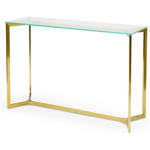 Cannon 1.2m Glass Console Table - Gold Base by Interior Secrets - AfterPay Available