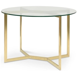 Cannon 1.2m Round Glass Dining Table - Gold Base by Interior Secrets - AfterPay Available
