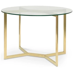 Cannon 1.2m Round Glass Dining Table - Gold Base by Interior Secrets - AfterPay Available