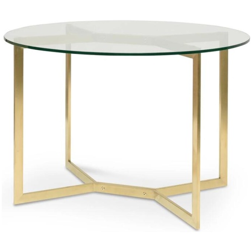 Cannon 1.2m Round Glass Dining Table - Gold Base by Interior Secrets - AfterPay Available
