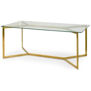 Cannon 1.9m Glass Dining Table - Gold Base by Interior Secrets - AfterPay Available