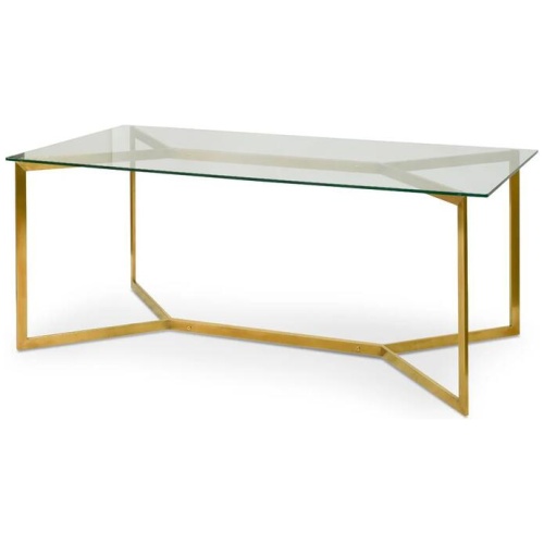 Cannon 1.9m Glass Dining Table - Gold Base by Interior Secrets - AfterPay Available