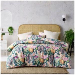 Carmila Linen Cotton Printed Quilt Cover Set by Accessorize King