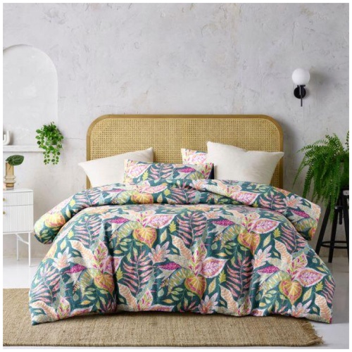 Carmila Linen Cotton Printed Quilt Cover Set by Accessorize King