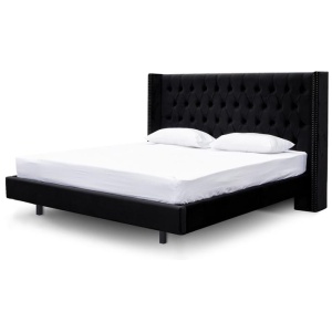 Carolina King Bed Frame - Black Velvet by Interior Secrets - AfterPay Available