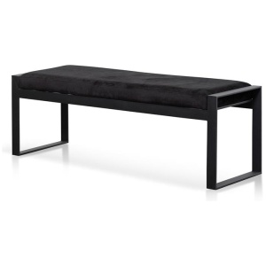 Carson Black Velvet Ottoman - Black Base by Interior Secrets - AfterPay Available