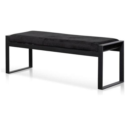 Carson Black Velvet Ottoman - Black Base by Interior Secrets - AfterPay Available
