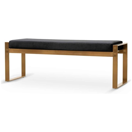 Carson Black Velvet Ottoman - Gold Base by Interior Secrets - AfterPay Available