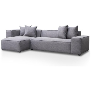 Casey 3 Seater Left Chaise Fabric Sofa - Graphite Grey by Interior Secrets - AfterPay Available