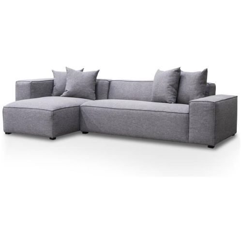 Casey 3 Seater Left Chaise Fabric Sofa - Graphite Grey by Interior Secrets - AfterPay Available