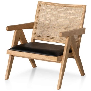 Castro Rattan Armchair - Distress Natural and Black Seat by Interior Secrets - AfterPay Available