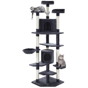 Cat Tree 203cm Tower Scratching Post Scratcher Condo Trees House Bed Grey