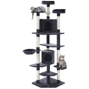 Cat Tree 203cm Tower Scratching Post Scratcher Condo Trees House Bed Grey
