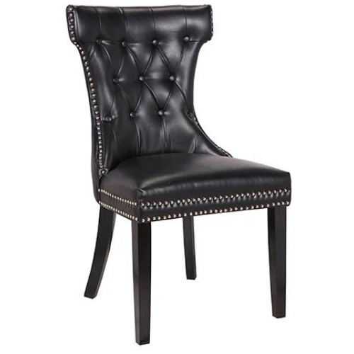 Century 2X Dining Chair Black Pu Wooden Legs