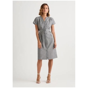 Cerello Linen Blend Stripe Shirt Dress