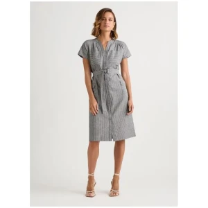 Cerello Linen Blend Stripe Shirt Dress