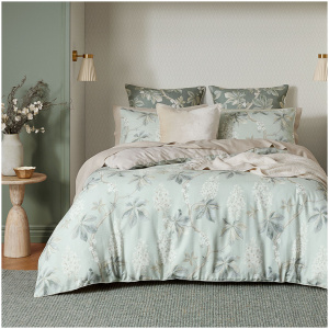 Chestnut Tree King Quilt Cover - Soft Teal/Ivory