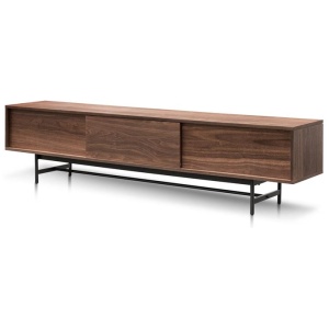 Christie 2.1m Walnut Wooden TV Entertainment Unit - Black legs by Interior Secrets - AfterPay Available