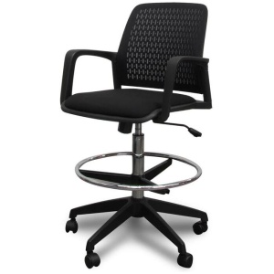 Clayton Drafting Office Chair - Black by Interior Secrets - AfterPay Available