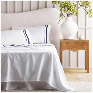 Cloud 1000 TC Egyptian Cotton White Navy Deep Queen Sheet sets by Renee Taylor