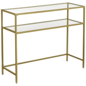 Console Table Metal Frame with 2 Shelves Adjustable Feet