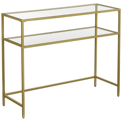 Console Table Metal Frame with 2 Shelves Adjustable Feet