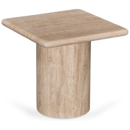 Costin 42cm Travertine Top Side Table - Natural by Interior Secrets - AfterPay Available