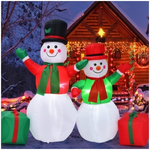 Costway1.82M & 1.52M Christmas Inflatable Snowmen with LED Lights