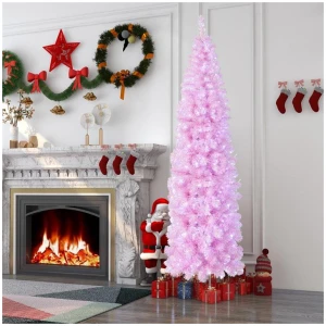 Costway1.83M/2.1M Pre-Lit Artificial Christmas Tree for Decoration-210CM