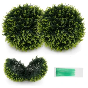 Costway2 PCS 45cm/55cm Artificial Plant Cedar Topiary Ball-S