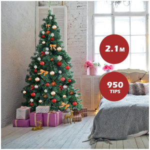Costway2.1m Artificial Christmas Tree Xmas Pine Tree with Solid Metal Legs