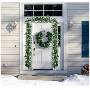 Costway2.7M Artificial Christmas Wreath Rattan with Pine Needles and Red Berries