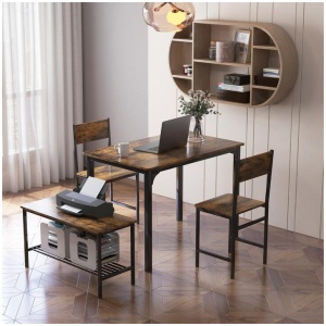 Costway4-Piece Dining Table and Chair Set with Metal Frame and Storage Rack for Dining
