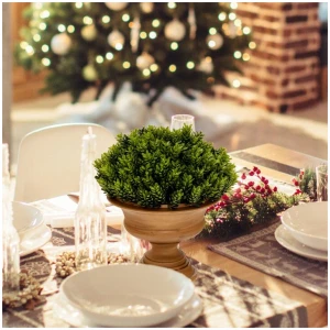 Costway4-Set Artificial Mini Greenery Potted Plant for Home & Office-Round shape