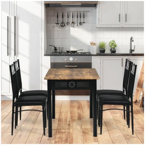 Costway5 Pieces Dining Table Set with 4 Upholstered Chairs for Coffee/Restaurant