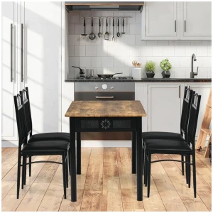Costway5 Pieces Dining Table Set with 4 Upholstered Chairs for Coffee/Restaurant