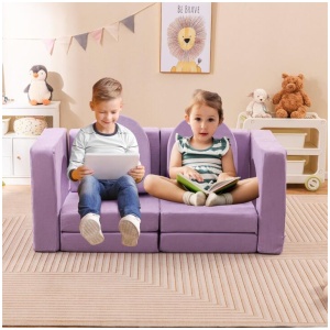Costway8-Piece Modular Kids Sofa Play Couch Climb Playset with Covers-Purple