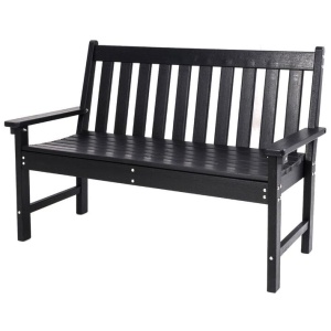 CostwayAll-Weather HDPE Patio Loveseat ChairOutdoor 2-Person Bench-Black
