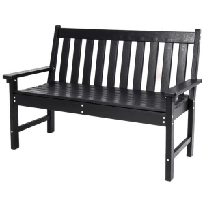 CostwayAll-Weather HDPE Patio Loveseat ChairOutdoor 2-Person Bench-Black